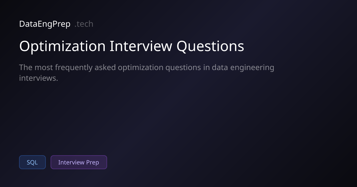 Optimization Interview Questions for Data Engineers (2026)