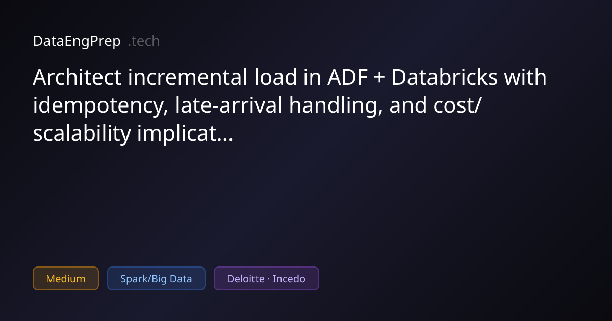 Architect incremental load in ADF + Databricks with idempotency,…