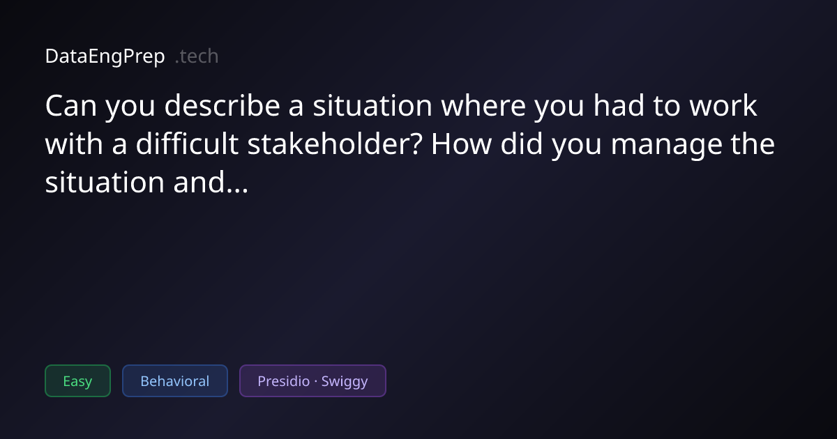 Can you describe a situation where you had to work with a difficult…