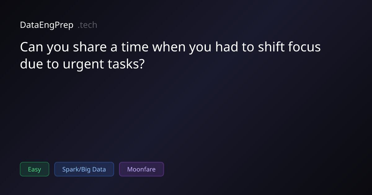 Can you share a time when you had to shift focus due to urgent…