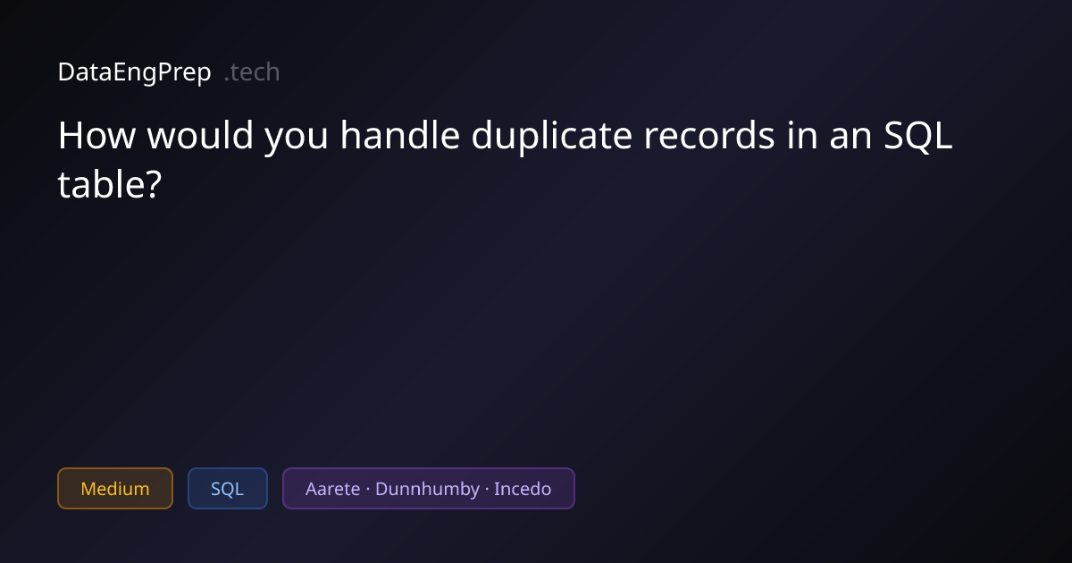 How would you handle duplicate records in an SQL table?