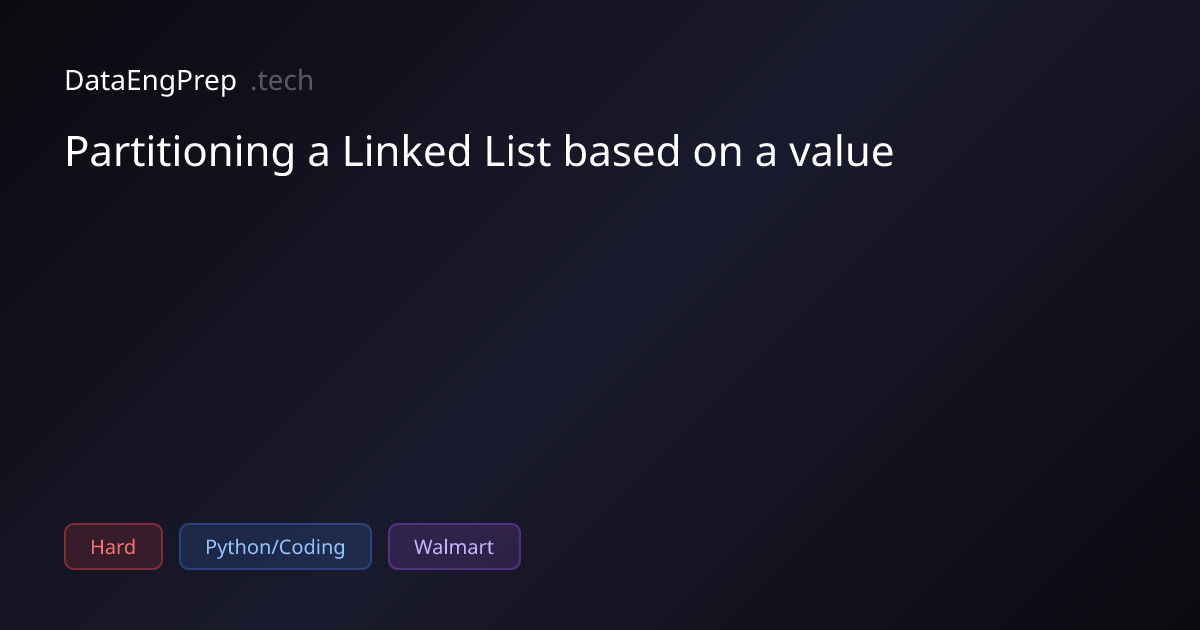 Partitioning a Linked List based on a value | DataEngPrep.tech