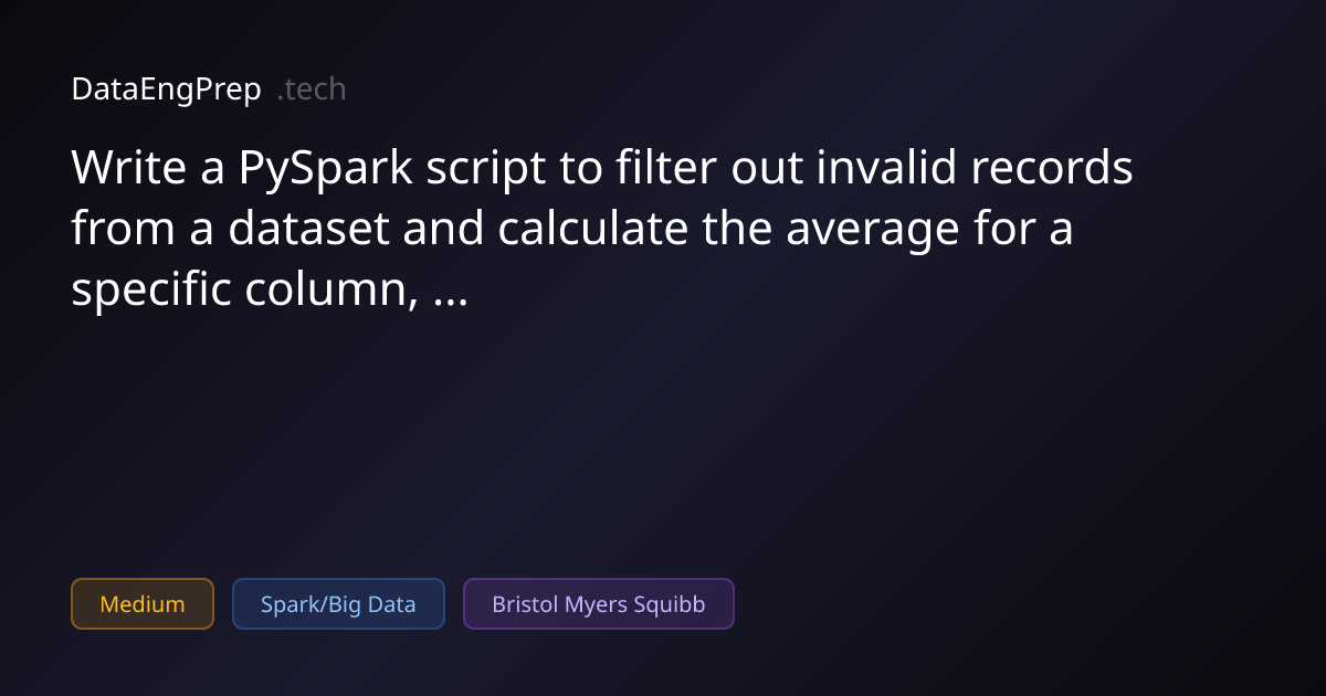 Write a PySpark script to filter out invalid records from a dataset…