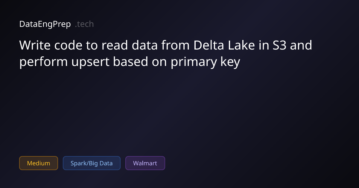 Write code to read data from Delta Lake in S3 and perform upsert…